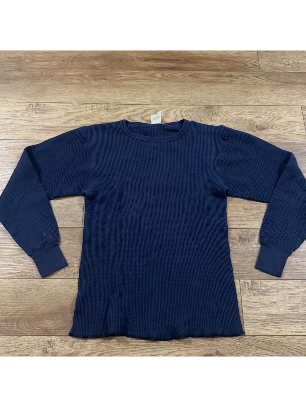 Vtg 80s Munsingwear Cotton Classics Thermal Shirt L Navy